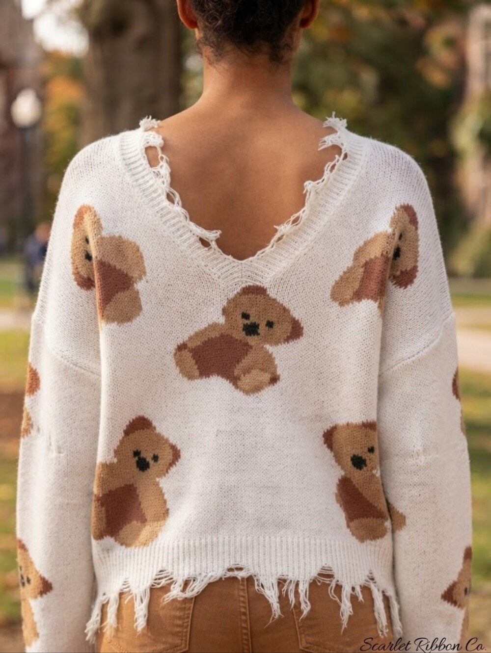 Just Polly New York Distressed Teddy Bear Sweater NWOT - Picture 11 of 11